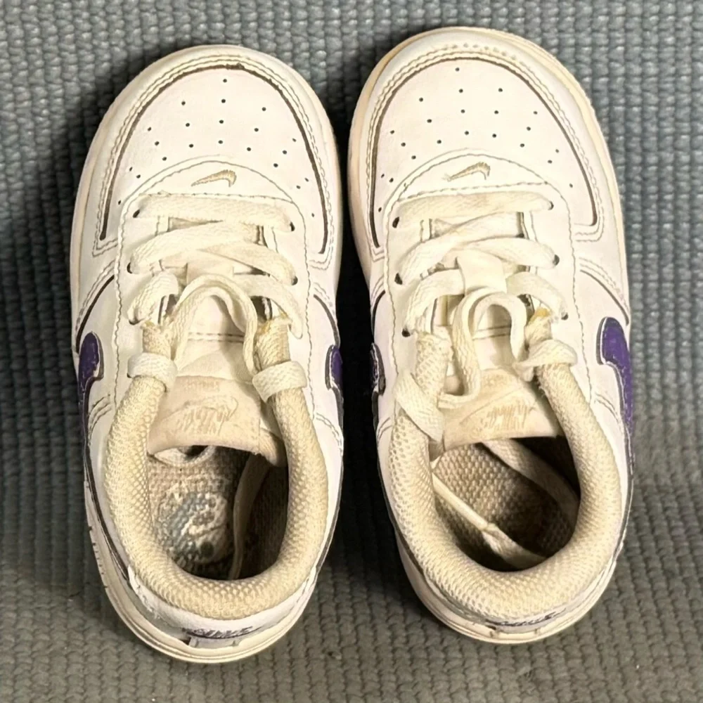 Nike‎ Air Force 1 LE 'Triple White Purple’ Shoes Toddler Size 6C